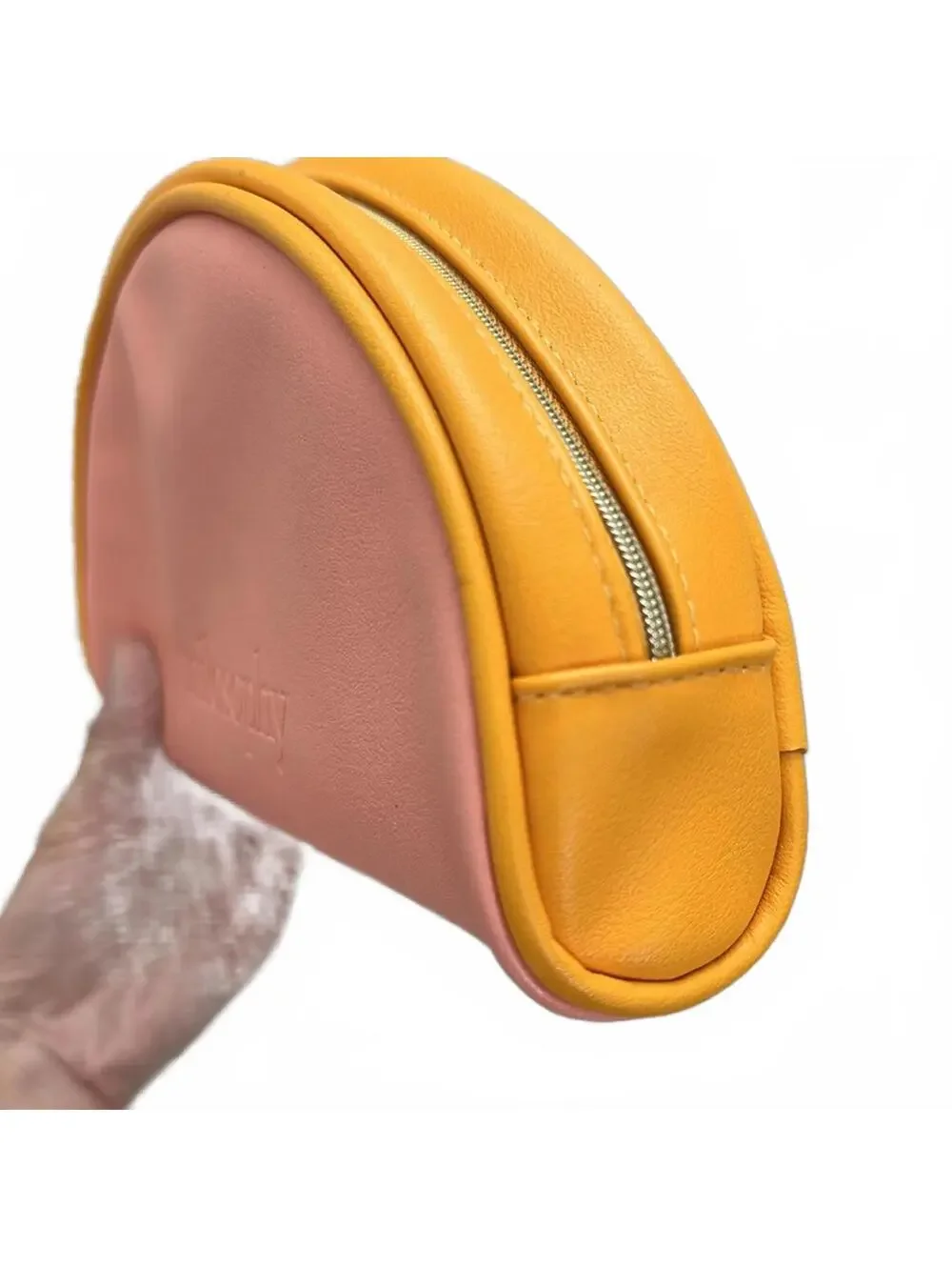 Philosophy Cosmetics Travel Bag Pink Orange Trim Soft Faux Leather